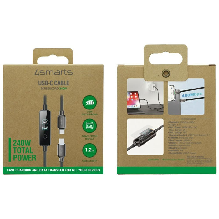 Кабел 4smarts ScreenCord 1.2 м, черен
