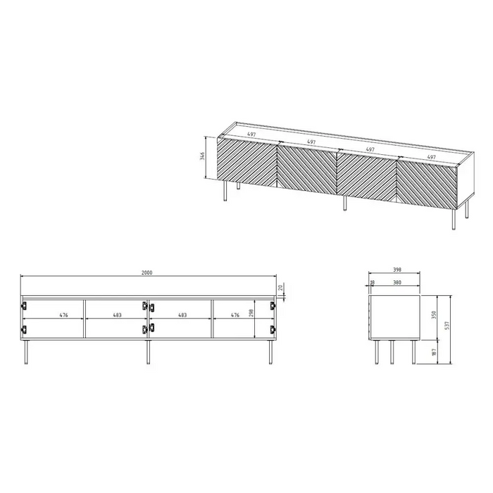 4D RTV шкаф ONDA 200x40xH54.35 зелен (стоящ или стенен)