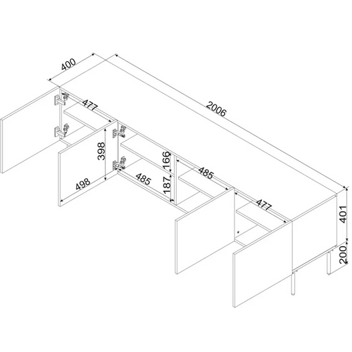 4D RTV шкаф PALAZZO BIS 201x40x60 бял мат