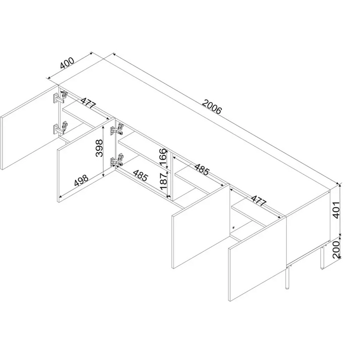 4D RTV шкаф PALAZZO BIS 201x40x60 бял мат