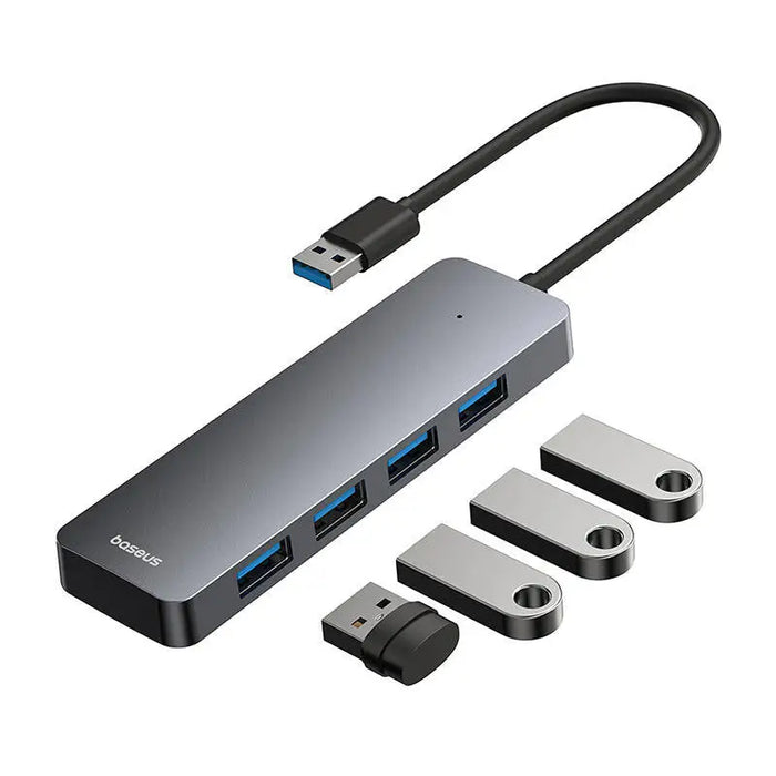 4в1 хъб Baseus UltraJoy Lite USB-A към USB 3.0 15cm сив