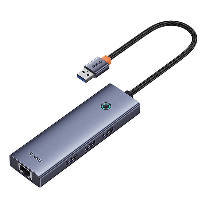 4в1 хъб Baseus UltraJoy USB-A към USB 3.0 + RJ45 сив