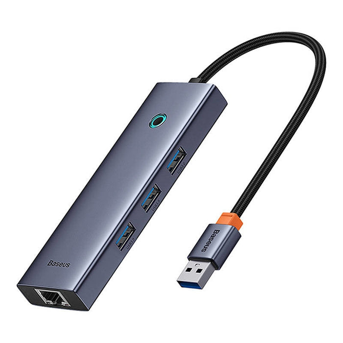 4в1 хъб Baseus UltraJoy USB-A към USB 3.0 + RJ45 сив