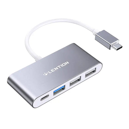 4в1 хъб Lention USB-C към USB 3.0 + 2x USB 2.0 + USB-C сив