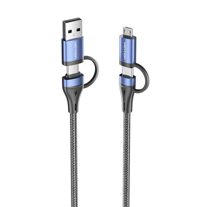 4в1 кабел Vention CTLLH USB-C USB-A / Micro-USB 1m черен