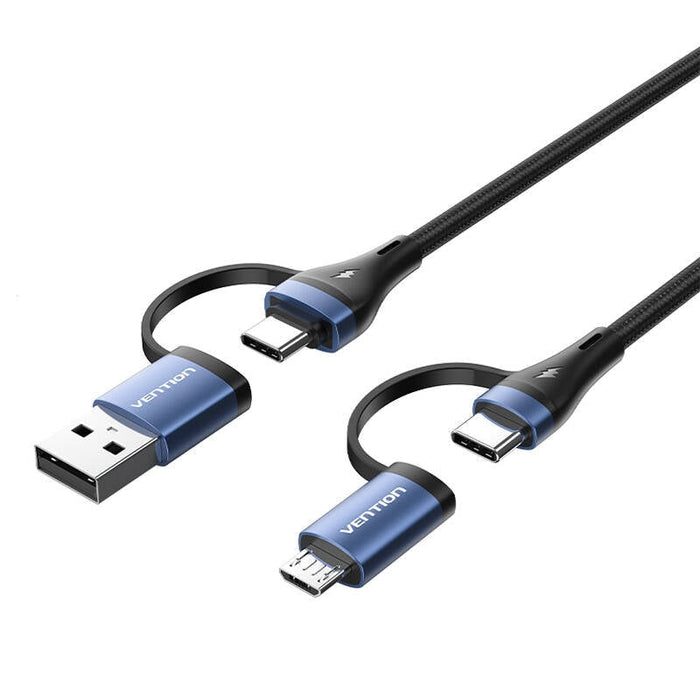 4в1 кабел Vention CTLLH USB-C USB-A / Micro-USB 1m черен