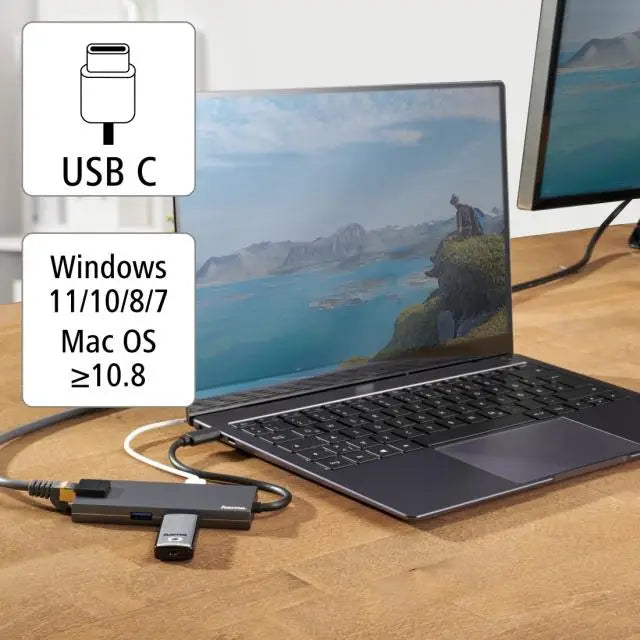 5-портов хъб USB-C HAMA Multiport 2 x USB-A 1 x