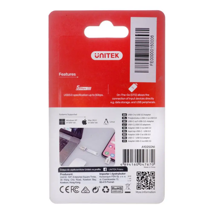 Адаптер за USB-C USB Unitek A1025GNI