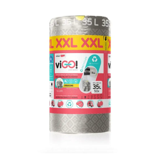 50БР. ECO ТОРБИ ЗА СМЕТ LD SILVER 35L PREMIUM XXL VIGO