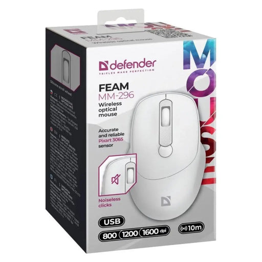 МИШКА DEFENDER FEAM MM-296 RF SILENT WHITE