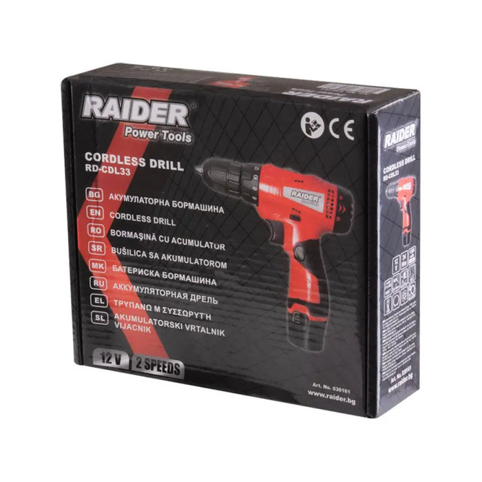 АКУМУЛАТОРНА БОРМАШИНА RAIDER RD-CDL 33 12 V 24.00 nm БРОЙ