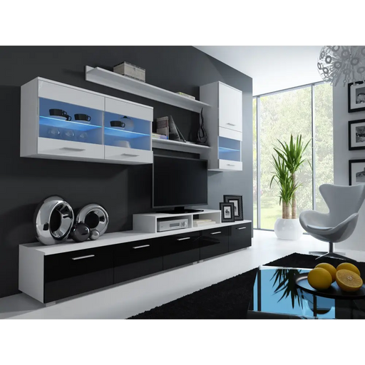 Комплект шкафове Cama LOGO II 250/42/190 бяло/бяло + черно