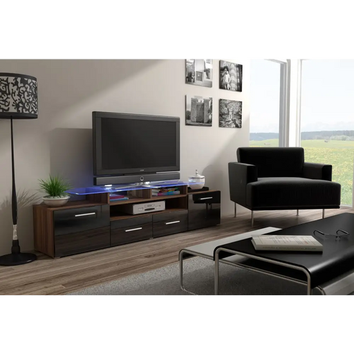 Стойка за телевизор Cama EVORA 200 слива/черен гланц