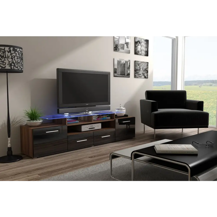 Стойка за телевизор Cama EVORA 200 слива/черен гланц