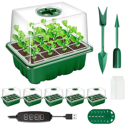 КОМПЛЕКТ МИНИ ПАРНИК С LED 5БРОЯ С 12 ГНЕЗДА GARDEN STAR