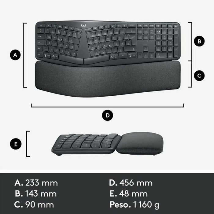 Клавиатура Logitech Ergo K860 Черен Сив Графит Испанска