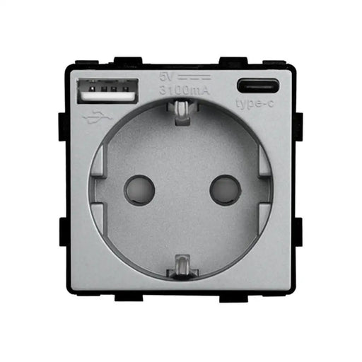 КОНТАКТ С USB-A + C И ДЕТСКА ЗАЩИТА МЕХАНИЗЪМ СИВ LUXON