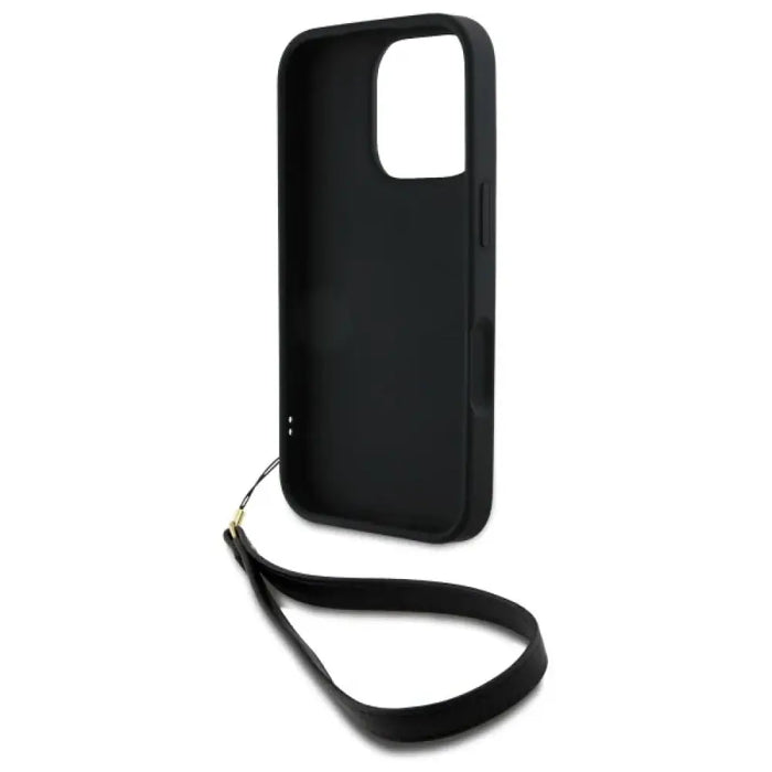 Калъф за iPhone 16 Pro с лого на DKNY за китка - черен