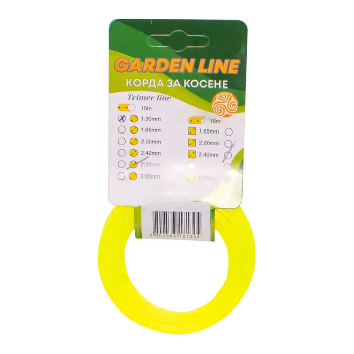 КОРДА ЗА ТРИМЕР ПРОФИЛ КРЪГ GARDEN LINE 1.3 MM 15 M