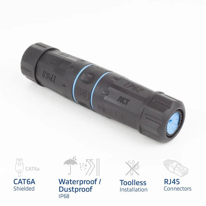Съединител за мрежа ACT CAT6A Външен IP68 CAT-6 1 Gbit/s
