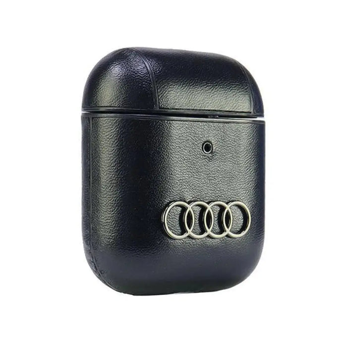 Кожен калъф Audi с голямо лого за AirPods 1 / 2 - черен