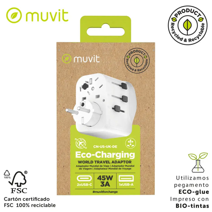 Щепсел крадец Muvit for Change Пластмаса 45 W