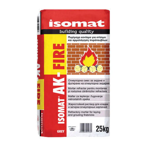 ОГНЕУПОРНА ЦИМЕНТОВА СМЕС ЗА ОГНЕУПОРНИ ТУХЛИ ISOMAT AK-FIRE
