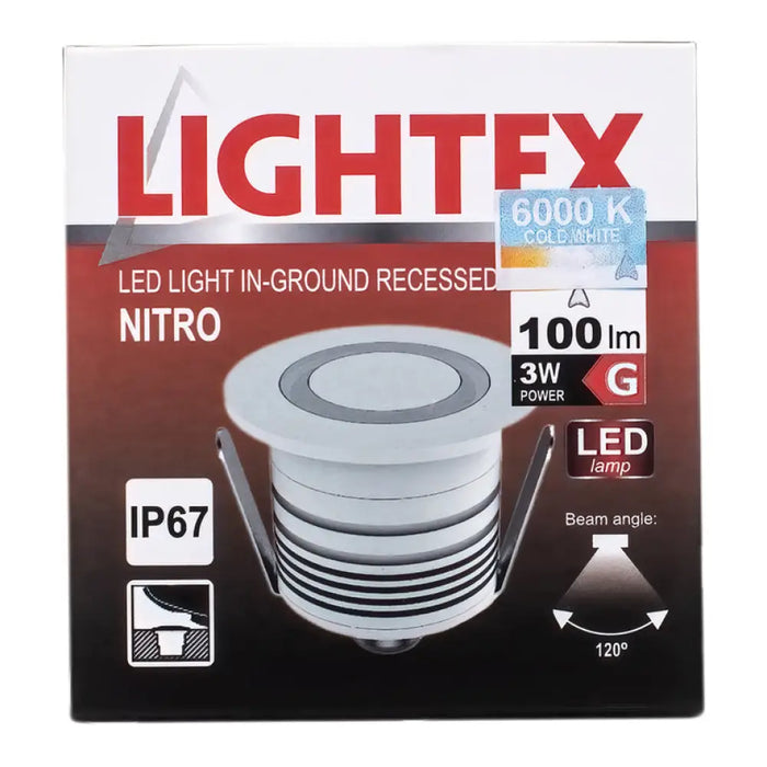 LED ТЯЛО ЗА ВГРАЖДАНЕ В ЗЕМЯ 24V 3W 6000K IP67 Ф46 СРЕБРО