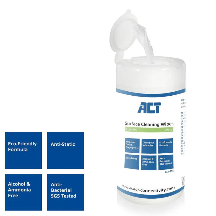 Почистващи кърпи ACT AC9515 За клавиатури LCD монитори 100