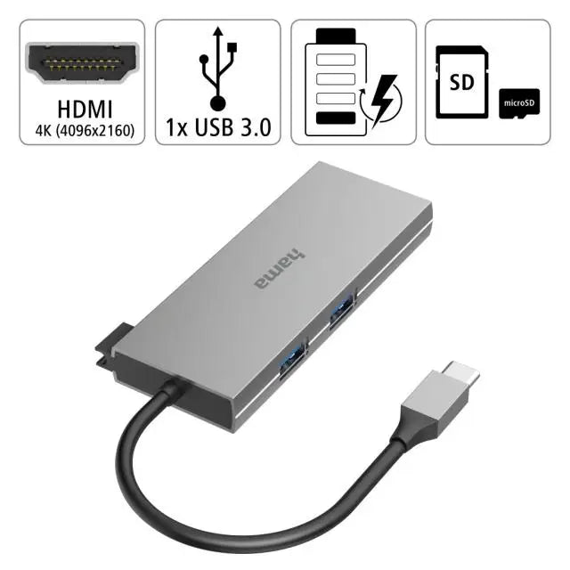 6-портов хъб USB-C HAMA Multiport 2 x USB-A USB-C