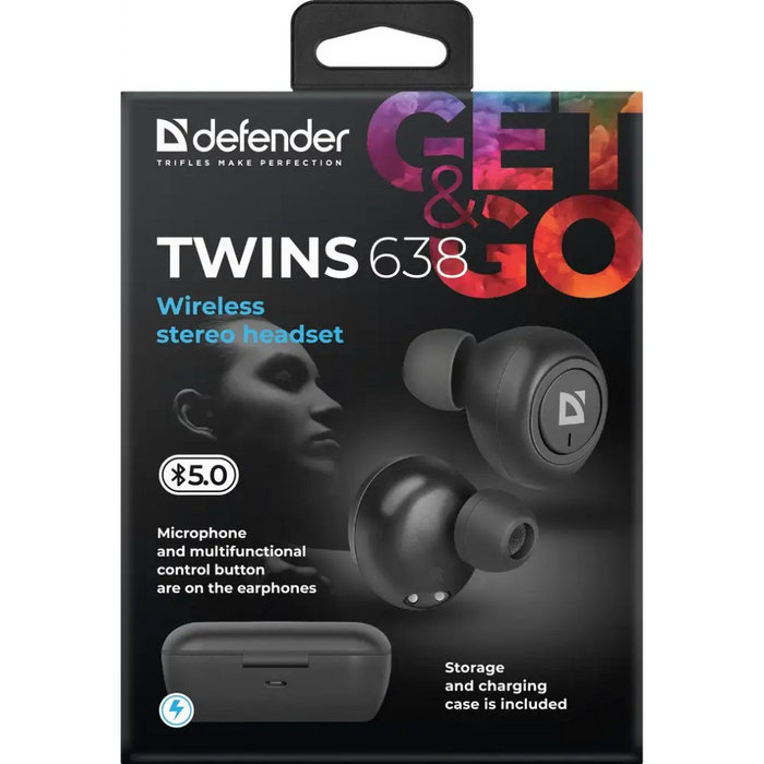 Слушалки Defender Twins 638 Безжични разговори/музика