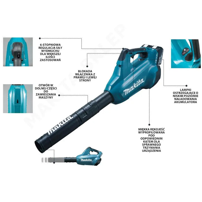 Акумулаторна духалка за листа Makita DUB362Z 193 км/ч Черен
