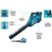 Акумулаторна духалка за листа Makita DUB362Z 193 км/ч Черен