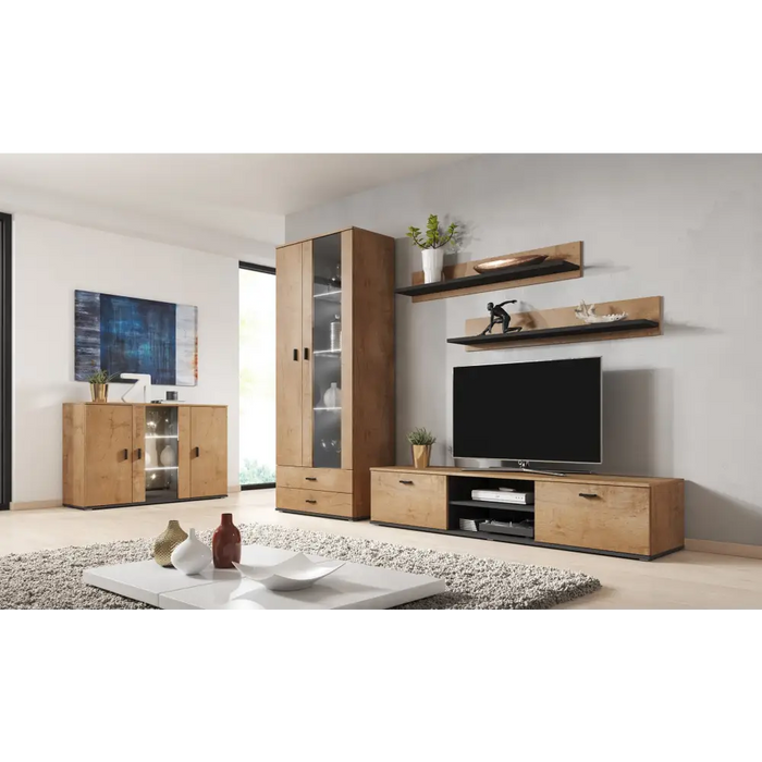 Витрина Cama SOHO S6 2D2S дъб левкас/черен