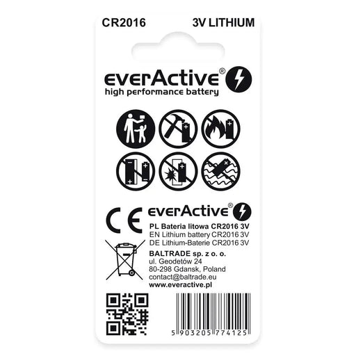 Литиеви батерии mini everActive CR2016 блистер 2 бр.
