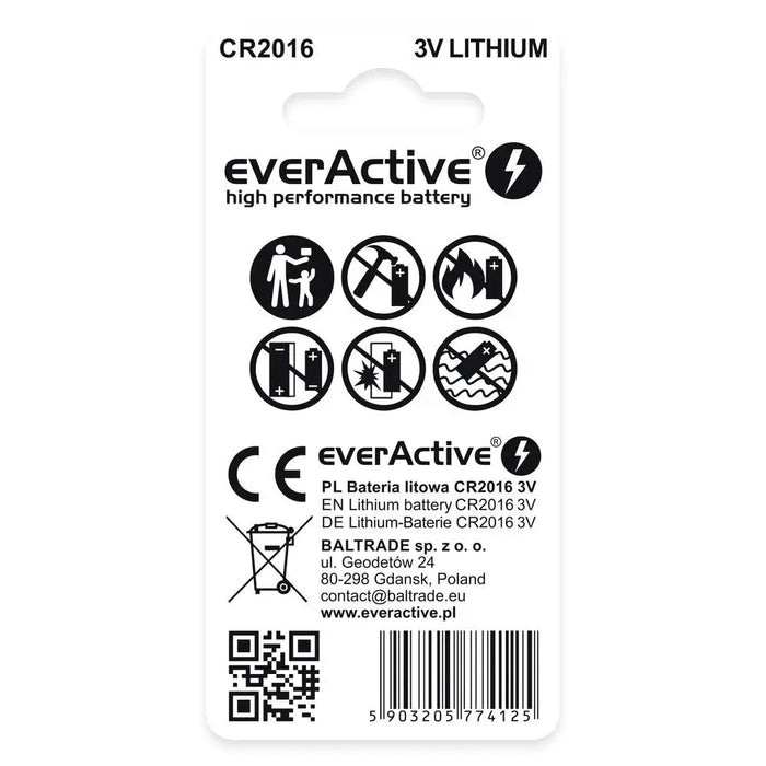 Литиеви батерии mini everActive CR2016 блистер 2 бр.