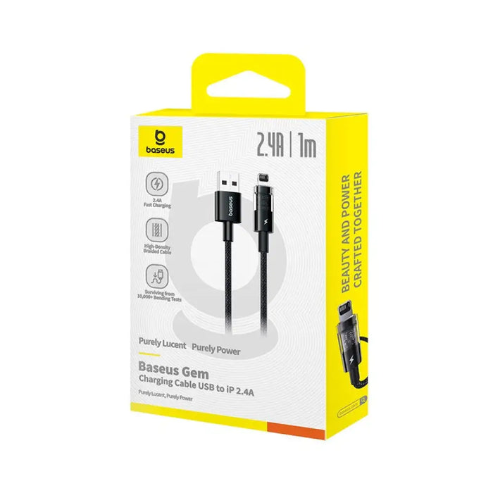 Кабел за бързо зареждане Baseus Gem USB to IP 2.4A 1 м черен