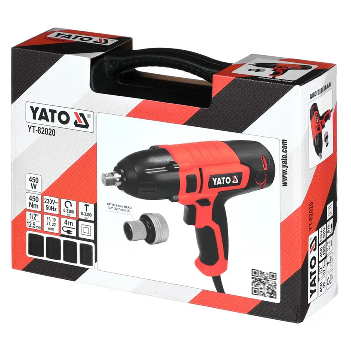 Гаечен ключ Yato YT-82020 1/4’’ 3300 RPM 450 N⋅m Черен