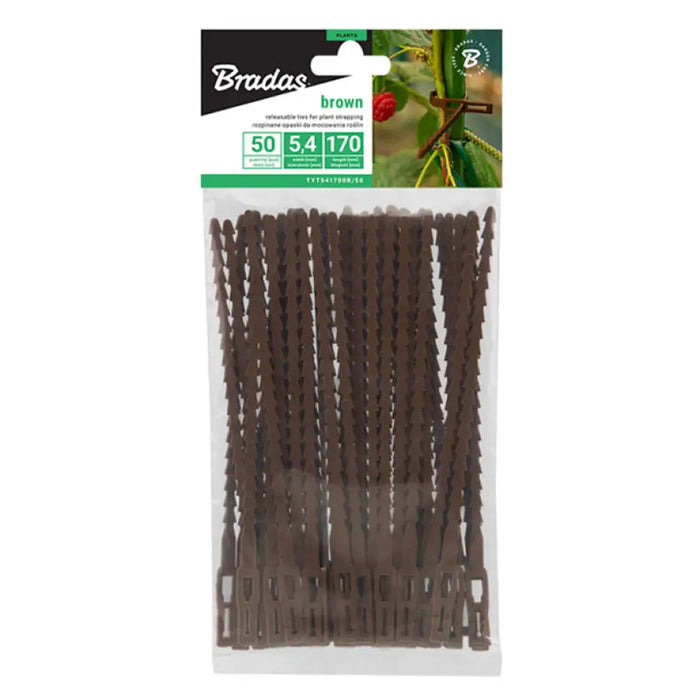 ВРЪЗКИ ЗА РАСТЕНИЯ 17CM 50БР КАФЯВИ BRADAS TYT54170BR/50