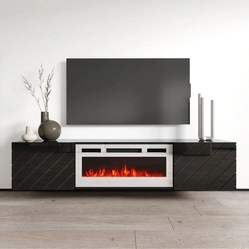 Шкаф RTV LUXE 182.6x34.5x37.5 черен/черен гланц + бяла