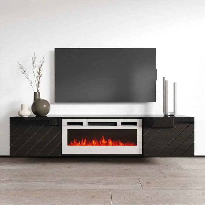 Шкаф RTV LUXE 182.6x34.5x37.5 черен/черен гланц + бяла