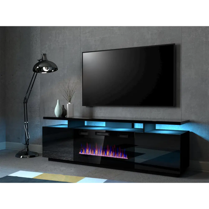RTV EVA шкаф с електрическа камина 180x40x52 см черно/черно