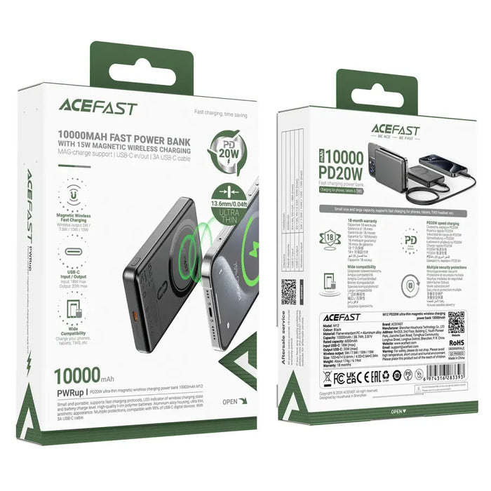 Преносима батерия Powerbank Acefast M12-10000 PD20W