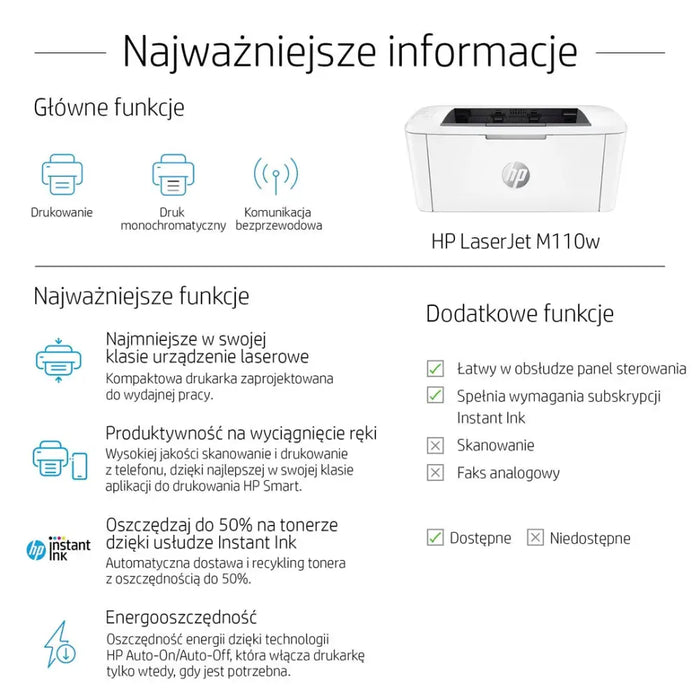 Принтер HP LaserJet M110w черно-бял принтер за малък офис