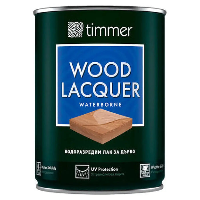 ВОДОРАЗРЕДИМ ЛАК ЗА ДЪРВО БЕЗЦВЕТЕН ГЛАНЦ 750 ML TIMMER