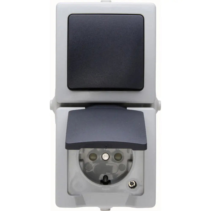 ДВОЙНА КОМБИНАЦИЯ IP44 КОНТАКТ И ЕДИНИЧЕН КЛЮЧ СИВ KOPP