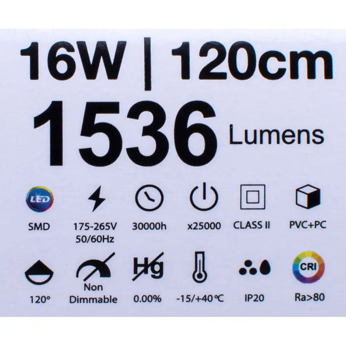 LED ЛИНЕЙНО ТЯЛО 16W 4000K 117CM С КЛЮЧ И КАБЕЛ С ЩЕПСЕЛ