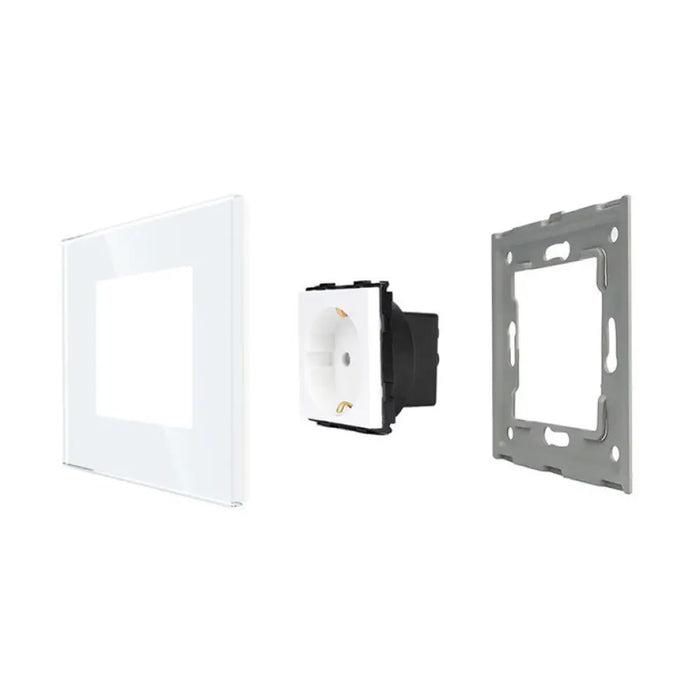 КОНТАКТ С ДЕТСКА ЗАЩИТА И РАМКА СТЪКЛО БЯЛ LUXON