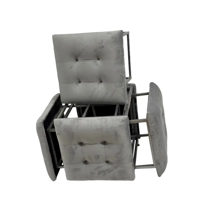 Пуф-трансформер 5в1 - 5 табуретки в 1 пуф сиво кадифе