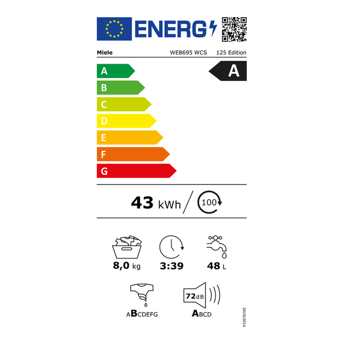 Пералня MIELE WEB695 WCS, 8 кг, 1400 об/мин, 125 Edition